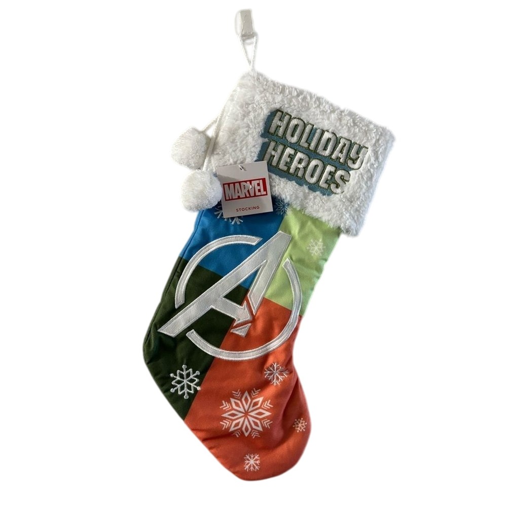 Marvel Avengers "Holiday Heroes" Festive Christmas Stocking Snowflakes 19" NEW